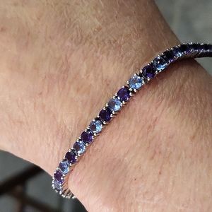 Amethyst/tanzanite tennis bracelet with matching earrings